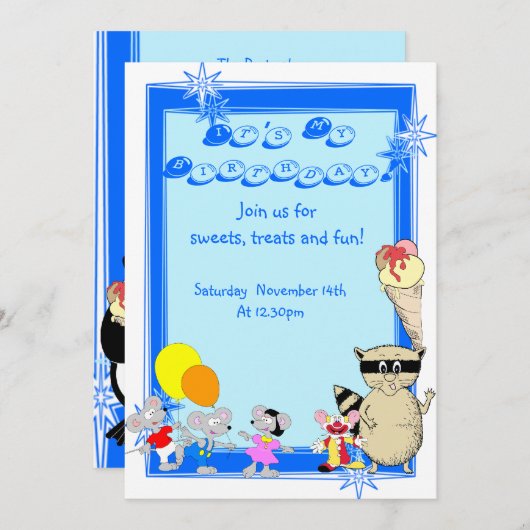 Fun kinder cartoon kaart (Voorkant / Achterkant)