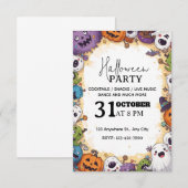 Fun Kinder 'Halloween Party Invitation - Bewerkbaa Kaart (Voorkant / Achterkant)