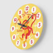 Fun kinder naam aap rode & gele wandklok (Hoek)