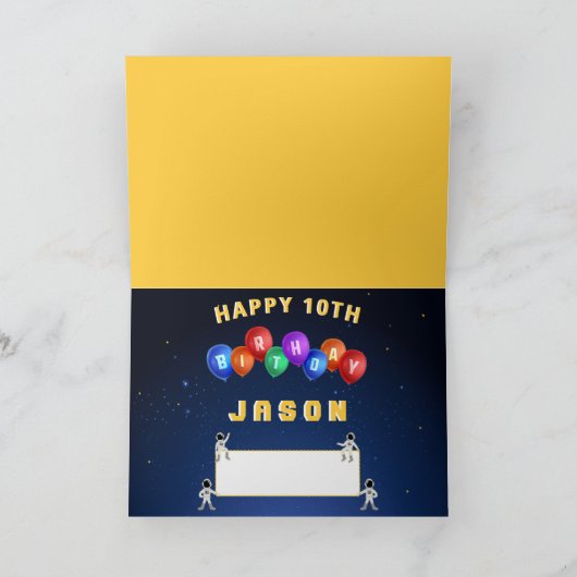 Fun Kinder Planet Buitspace Voeg 10e verjaardag to Kaart (Binnen)