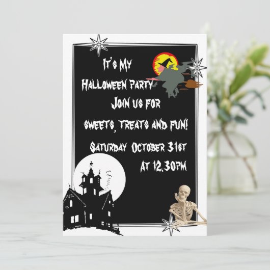 Fun kinder spooky Halloween Kaart (Staand voorkant)