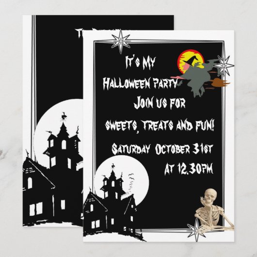 Fun kinder spooky Halloween Kaart (Voorkant / Achterkant)