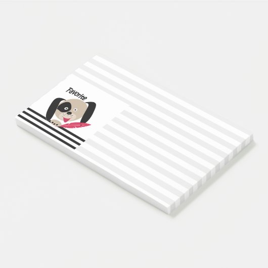 Fun kinder tekenfilm, favoriete witte puppy post-it® notes (Schuin)