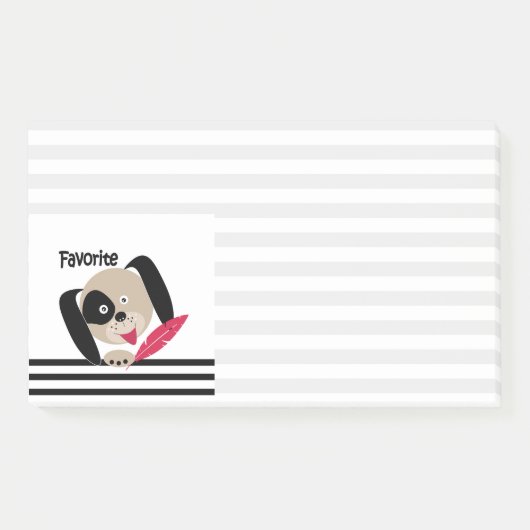 Fun kinder tekenfilm, favoriete witte puppy post-it® notes (Voorkant)