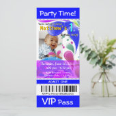 Fun Kinder VIP Pass Event Ticket Photo Party (blau Kaart (Staand voorkant)