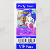 Fun Kinder VIP Pass Event Ticket Photo Party (blau Kaart (Voorkant / Achterkant)