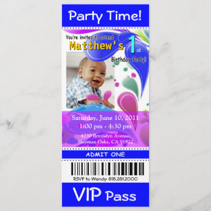 Fun Kinder VIP Pass Event Ticket Photo Party (blau Kaart