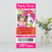 Fun Kinder VIP Pass Event Ticket Photo Party fusch Kaart (Staand voorkant)