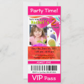 Fun Kinder VIP Pass Event Ticket Photo Party fusch Kaart (Voorkant)