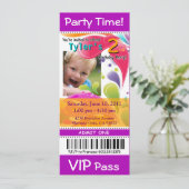Fun Kinder VIP Pass Event Ticket Photo Party paars Kaart (Staand voorkant)
