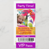 Fun Kinder VIP Pass Event Ticket Photo Party paars Kaart (Voorkant / Achterkant)