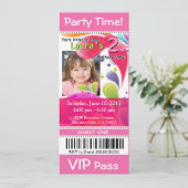 Fun Kinder VIP Pass Event Ticket Photo Party (roze Kaart (Staand voorkant)