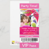 Fun Kinder VIP Pass Event Ticket Photo Party (roze Kaart (Voorkant / Achterkant)