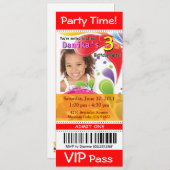 Fun Kinder VIP Ticket Photo Party (rood) Kaart (Voorkant / Achterkant)