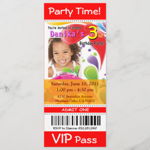 Fun Kinder VIP Ticket Photo Party (rood) Kaart