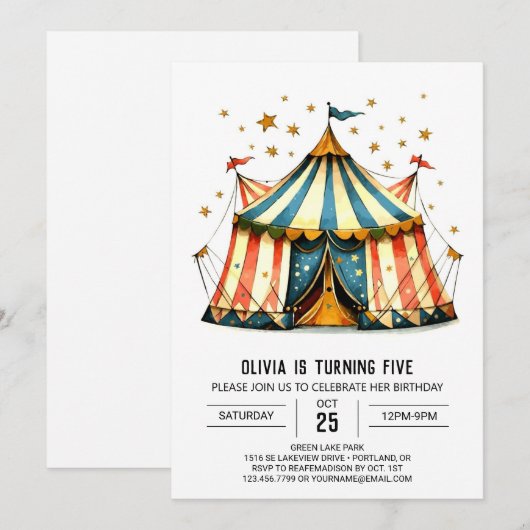 Fun Kinderen Digitaal Circus Verjaardag Kaart (Voorkant / Achterkant)