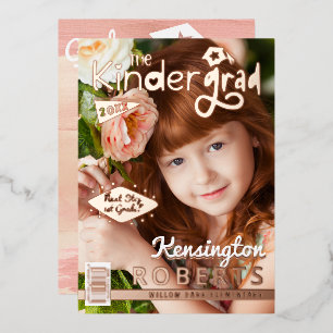 Fun Kindergarten Photo Magazine Hoesje Afstudeerde Folie Uitnodiging