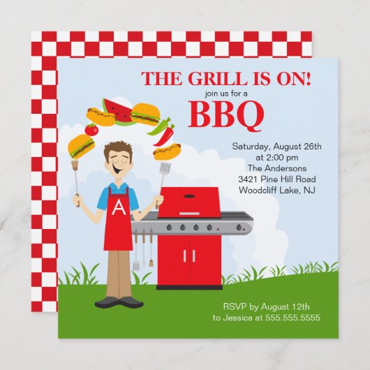 Fun King of the Grill Barbecue Party Kaart (Voorkant / Achterkant)