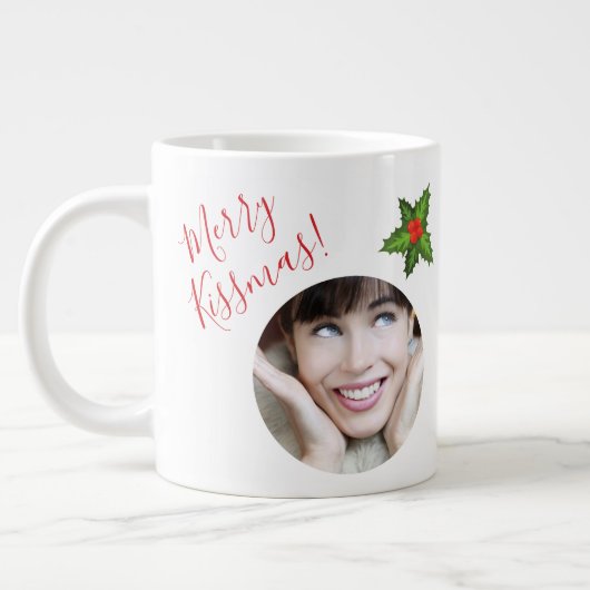Fun "Kissmas" Romantic kerstfoto Mistletoe Grote Koffiekop (Links)