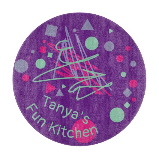 Fun Kitchen Medley Roze Paarse Blauwgroen vormen Snijplank (Voorkant)