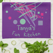 Fun Kitchen Pink Paarse Shapes Medley Theedoek (Gevouwen)