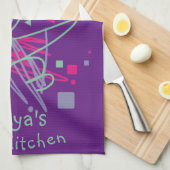 Fun Kitchen Pink Paarse Shapes Medley Theedoek (Quarter Fold)