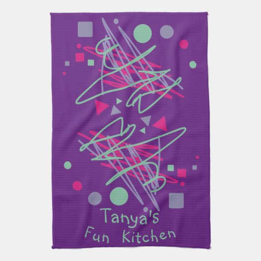 Fun Kitchen Pink Paarse Shapes Medley Theedoek (Verticaal)