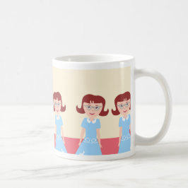 Fun Kitschy Fifties Gal Cute Retro Illustratie Koffiemok