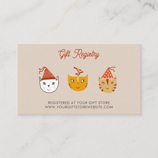 Fun Kitty Cat Baby shower Gift Registry Informatiekaartje (Voorkant)