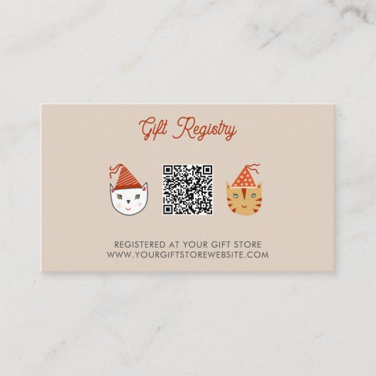 Fun Kitty Cat Baby shower Gift Registry QR-code Informatiekaartje (Voorkant)