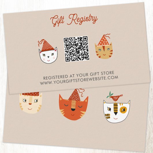 Fun Kitty Cat Baby shower Gift Registry QR-code Informatiekaartje