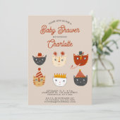 Fun Kitty Cat gepersonaliseerd Baby shower Kaart (Staand voorkant)