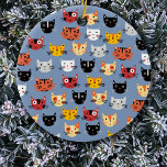 Fun Kitty Cat Keramisch Ornament<br><div class="desc">Veel schattige whimsical-katten op een blauwe achtergrond.</div>