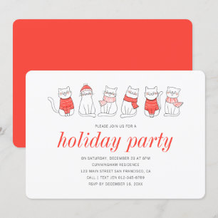 Fun Kitty Cat Party Holiday Party Uitnodiging