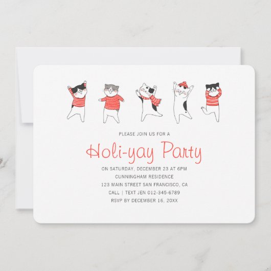 Fun Kitty Cat Party Holiday Party Uitnodiging (Voorkant)