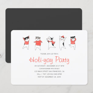 Fun Kitty Cat Party Holiday Party Uitnodiging