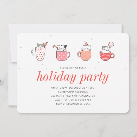 Fun Kitty Cat Party Holiday Party Uitnodiging (Voorkant)