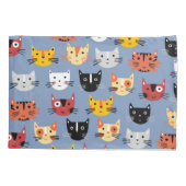 Fun Kitty Cat Pattern Blue Kussensloop (Achterkant-Links)