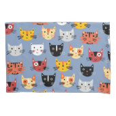 Fun Kitty Cat Pattern Blue Kussensloop (Voorkant-Links)