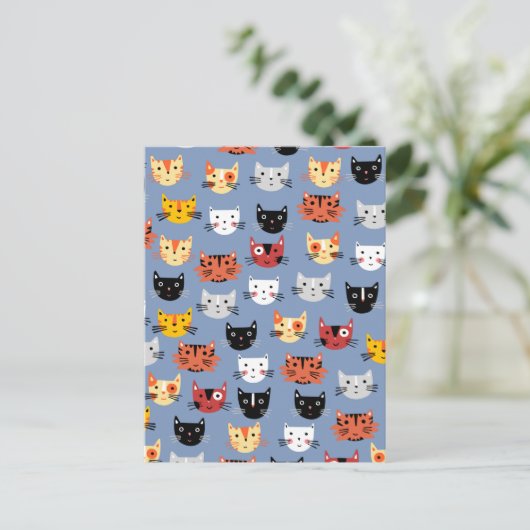 Fun Kitty Cat Pattern Briefkaart (Staand voorkant)