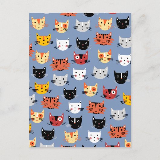Fun Kitty Cat Pattern Briefkaart (Voorkant)