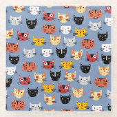 Fun Kitty Cat Pattern Glazen Onderzetter (Voorkant)