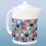 Fun Kitty Cat Pattern Theepot<br><div class="desc">Veel mooie kleine katten voor dierenvrienden. Originele kunst van Nic Squirrell.</div>