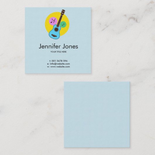 Fun-kleurige ukuele en muzieknoten vierkante visitekaartje (Voorkant / Achterkant)