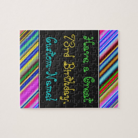 Fun, kleurrijk, 73rd Birthday Puzzle Legpuzzel (Horizontaal)