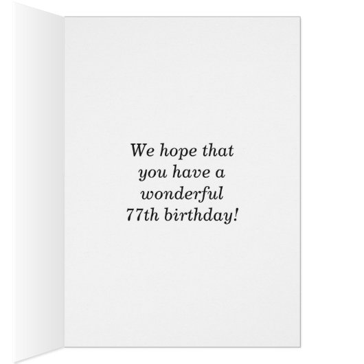 Fun, kleurrijk, 77th Birthday Kaart (Binnen (Rechts))