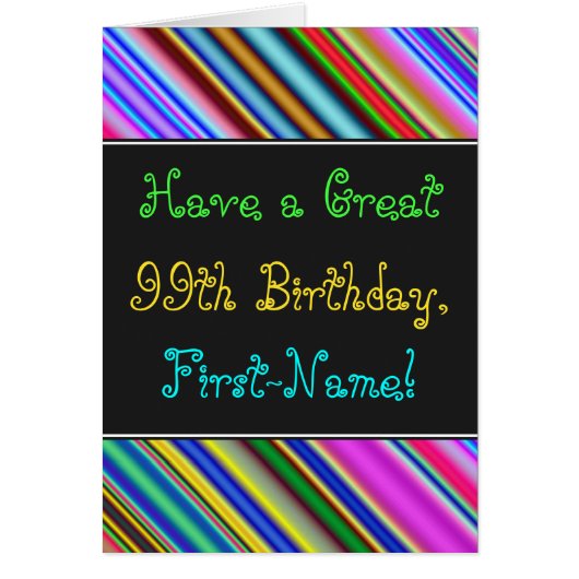 Fun, kleurrijk, 99th Birthday Kaart (Voorkant)