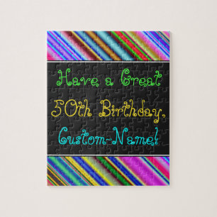 Fun, kleurrijk, groots 50ste verjaardag Puzzle Legpuzzel