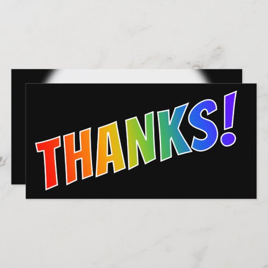 Fun, kleurrijk, regenboogblik "BEDANKT"! Bedankkaart (Voorkant / Achterkant)