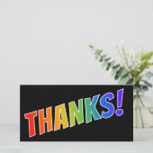 Fun, kleurrijk, regenboogblik "BEDANKT"! Bedankkaart (Staand voorkant)